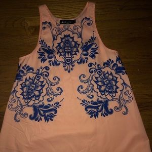 Jean Jail Coral and Blue Shift Dress